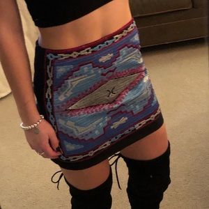 Embroidered Aztec mini skirt